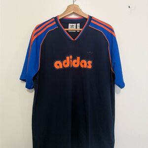 Adidas Men's Blue and Orange Sports Mesh Jersey